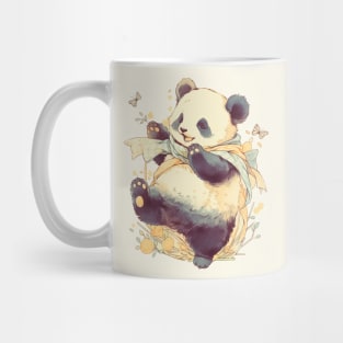 Panda Bear Playing with Butterflies Mug